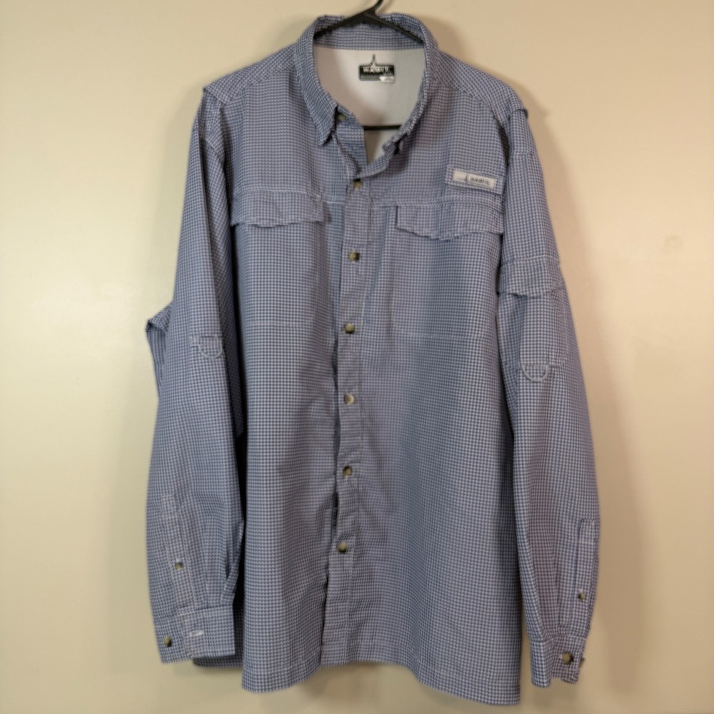 Habit Fishing Shirt Mens XL Gingham Plaid UPF 40+ Vented Performance Outdoor